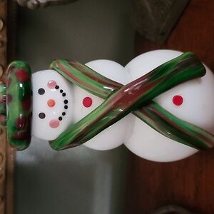 Corning NY Vitrix Hot Glass Studio Snowman Figurine